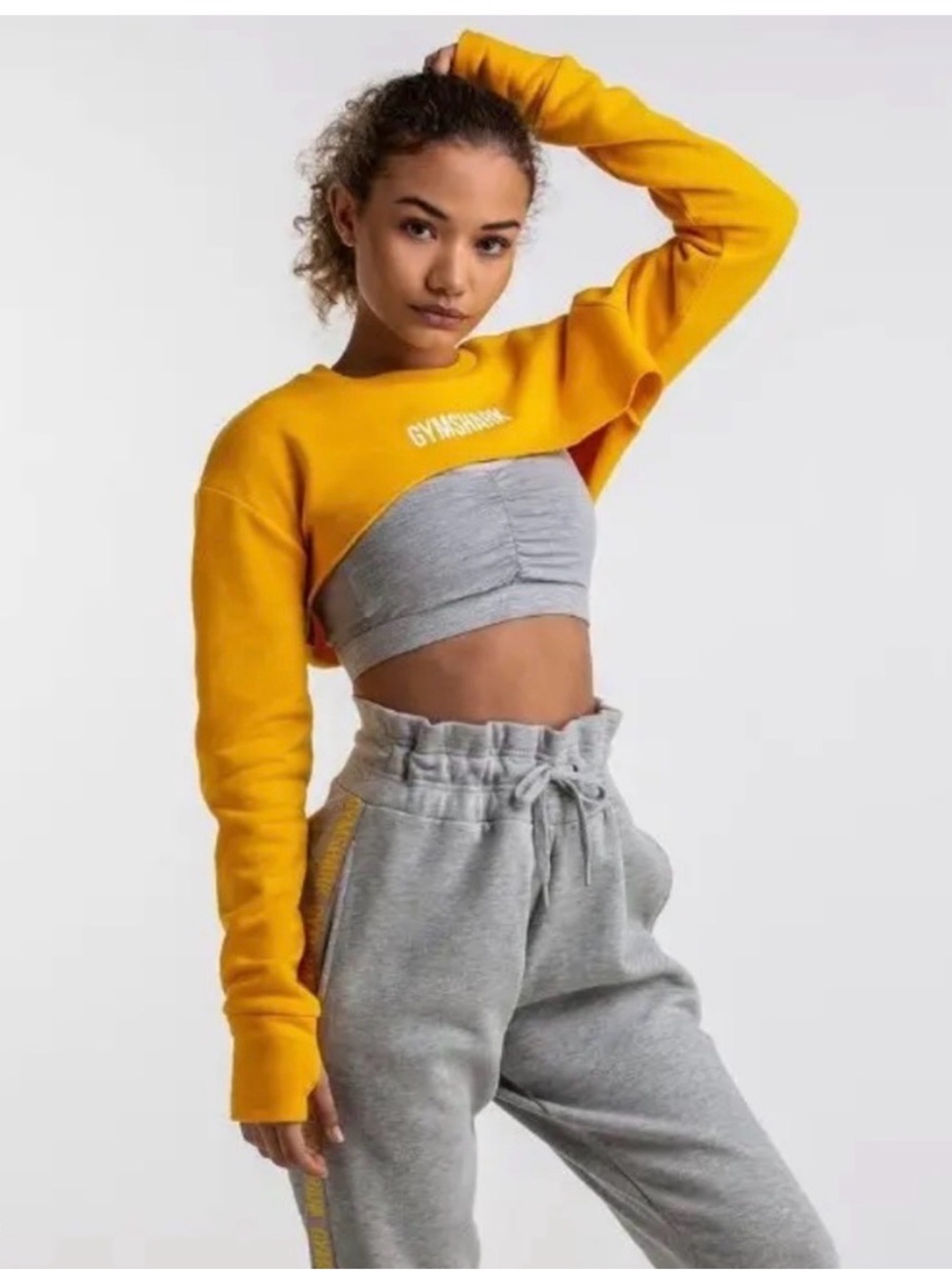 Gymshark Women's Yellow Cropped Sweatshirt
